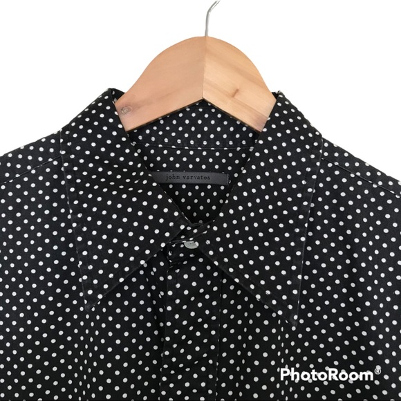 John Varvatos 100% Cotton Polka Dot Print Men’s Shirt - Picture 4 of 13